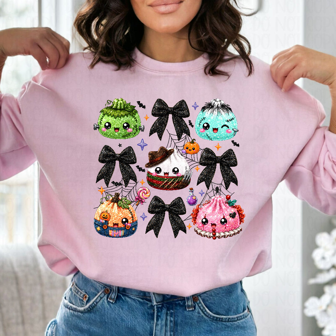 Halloween dump and black bow collage faux glitter DTF Transfer