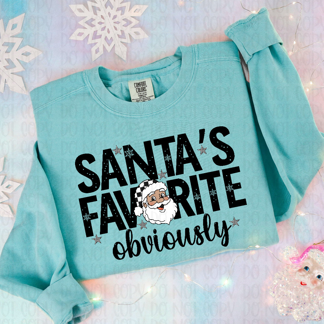 Santa's favorite obviously with Santa head BLACK (Texan) DTF Transfer