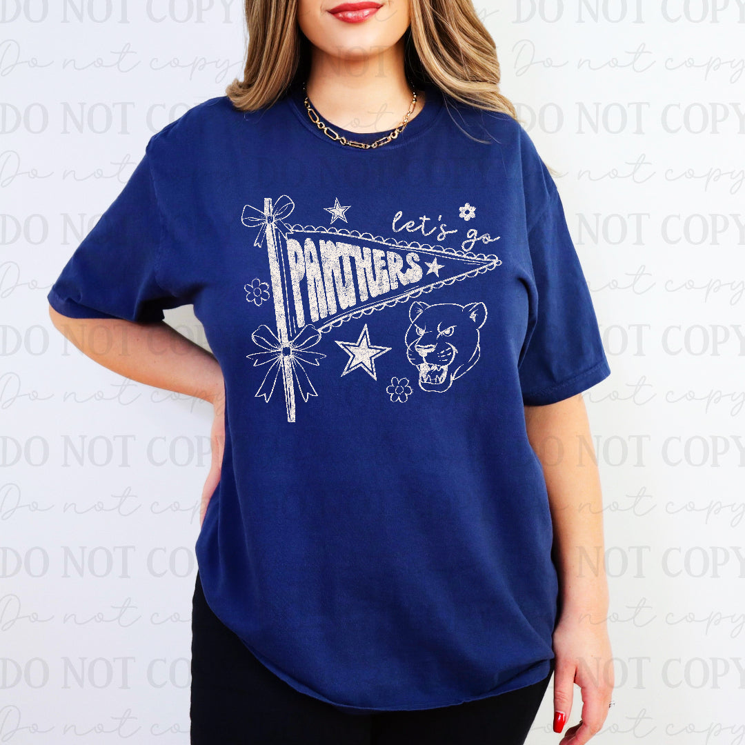 Let's go panthers scalloped edge flag WHITE (Scarlow) DTF Transfer