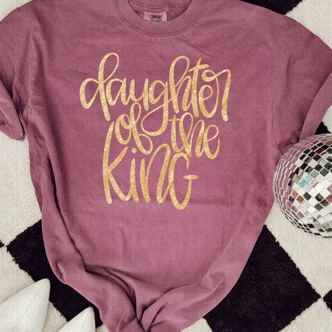 Daughter of the king cursive gold faux glitter (Vehement) DTF Transfer