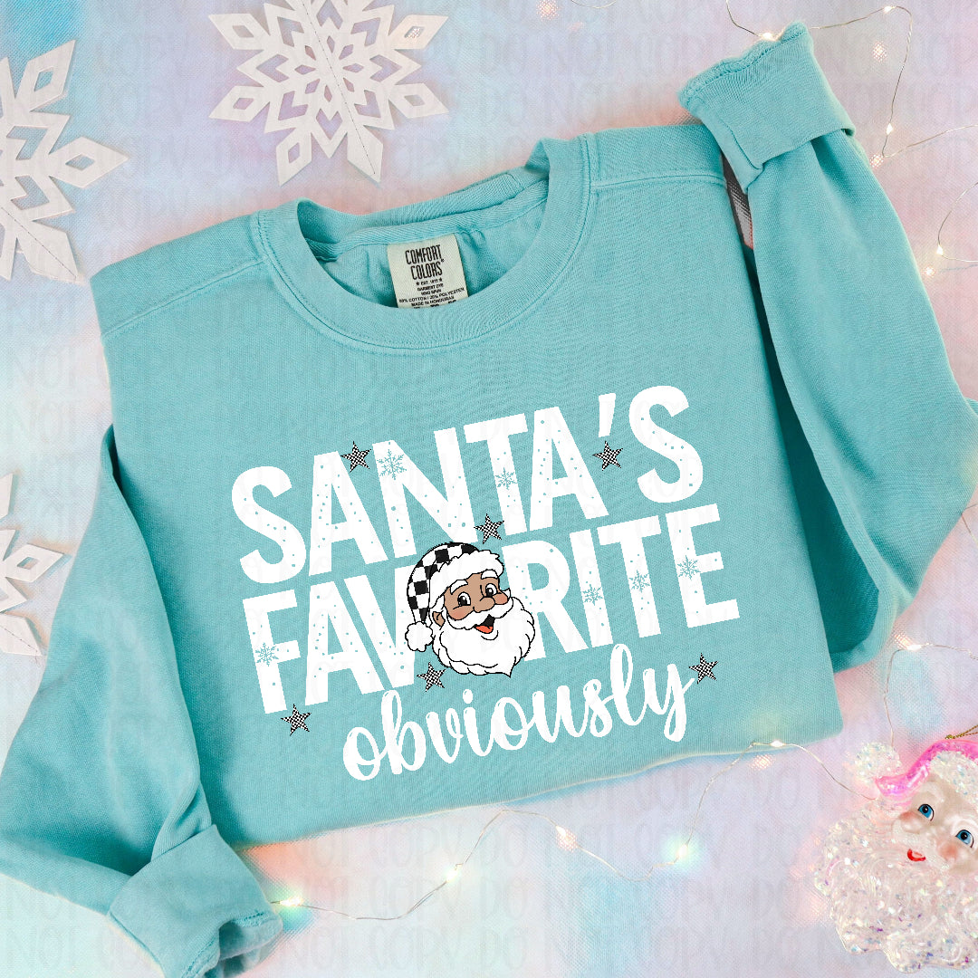 Santa's favorite obviously with Santa head WHITE (Texan) DTF Transfer