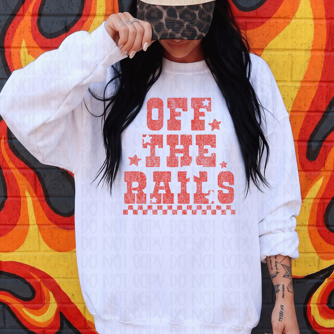Off the rails grungy red (Scarlow) DTF Transfer