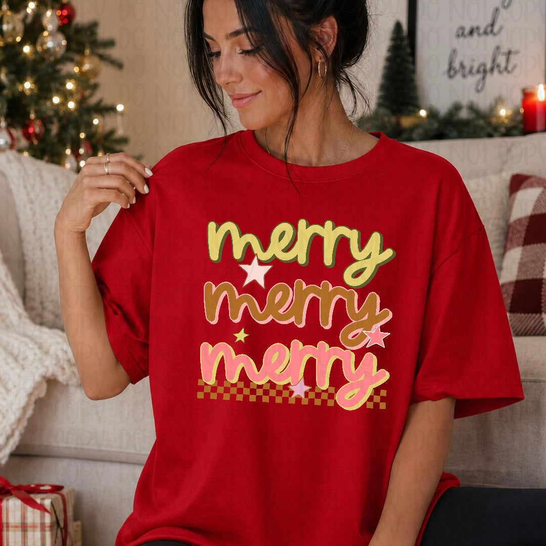 Merry stacked cursive (Scarlow) DTF Transfer