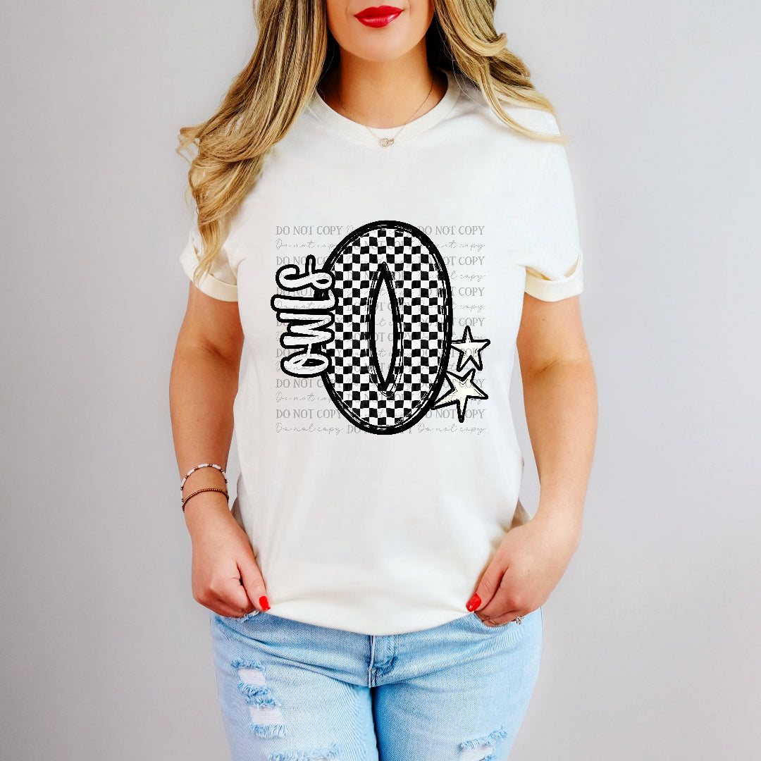 owls checker crush initial (Caplinger) DTF transfer