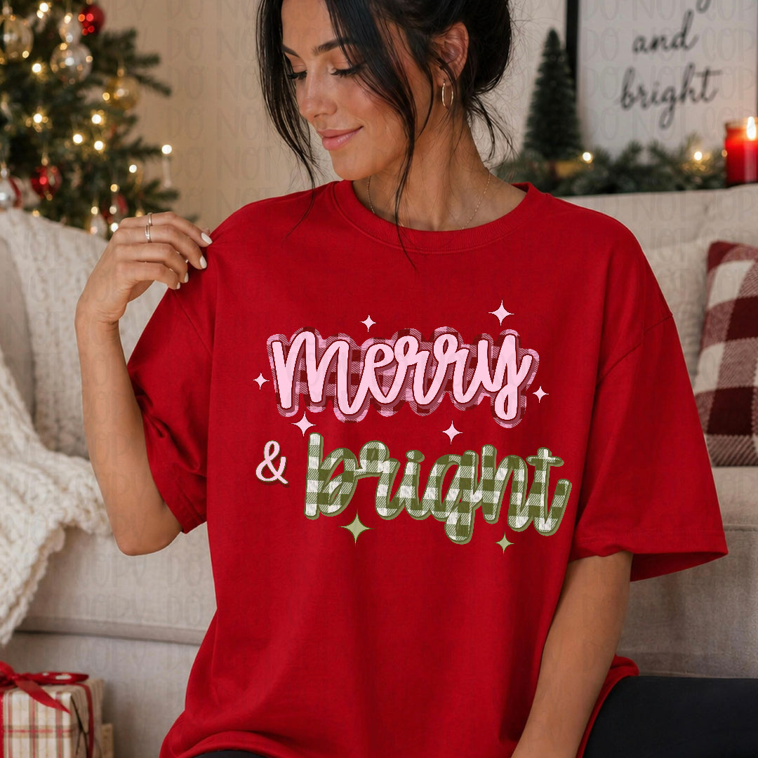 Merry & bright pink and green plaid (Scarlow) DTF Transfer