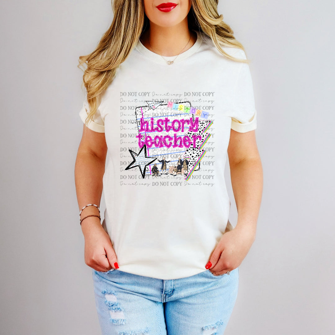 history teacher colorful on paper (dkd) DTF transfer