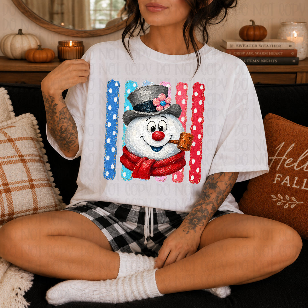 Frosty red and blue stripes DTF Transfer