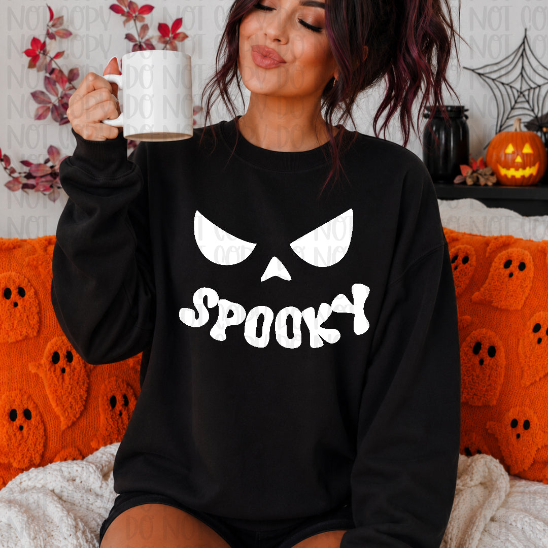 Spooky jack o lantern face WHITE (Texan) DTF transfer