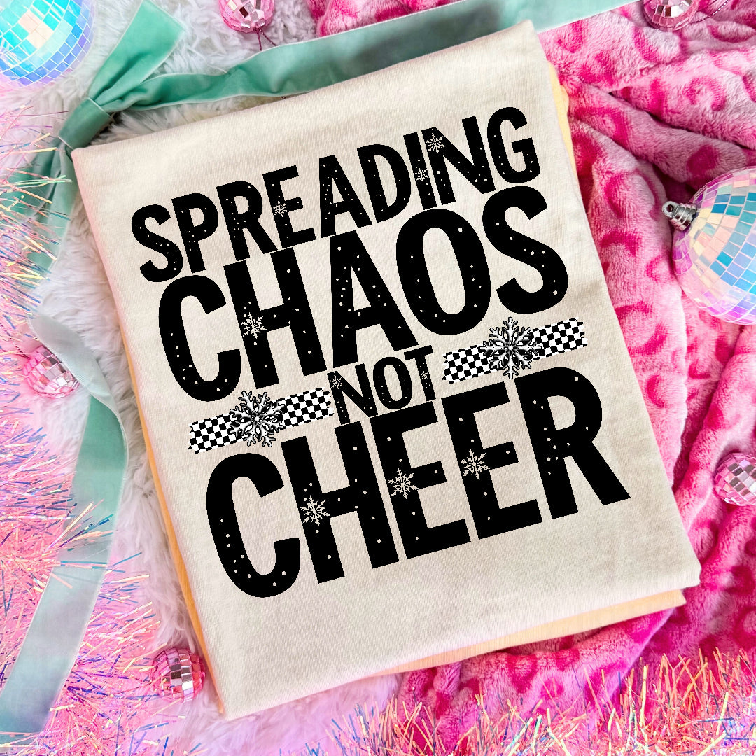 Spreading chaos not cheer BLACK (Texan) DTF Transfer