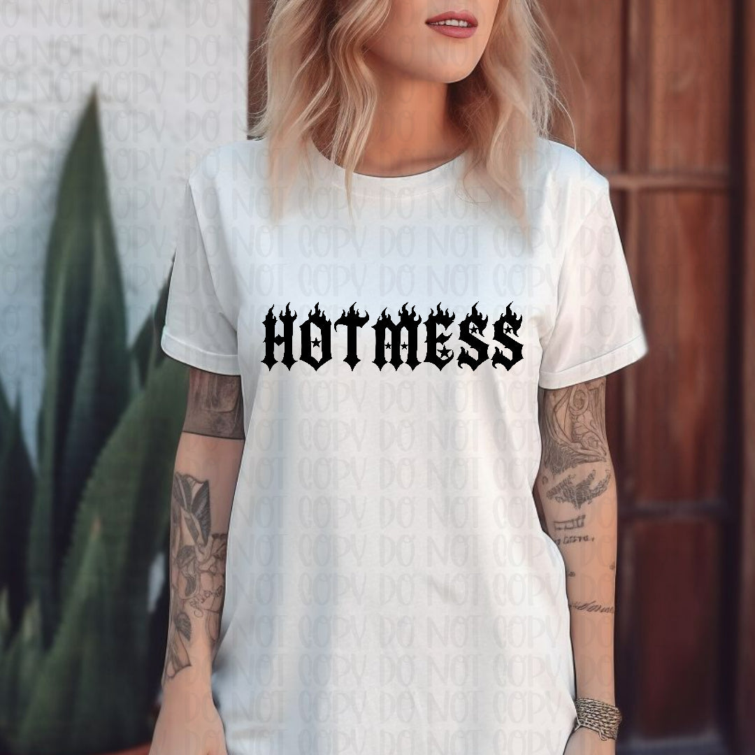 Hot mess flames BLACK (Texan) DTF transfer