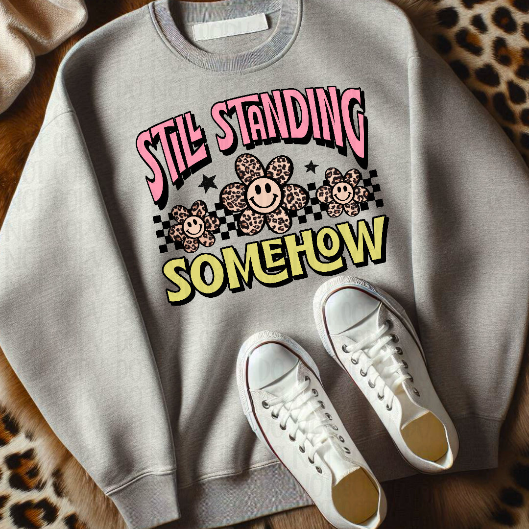 Still standing somehow leopard petal flowers (Scarlow) DTF Transfer