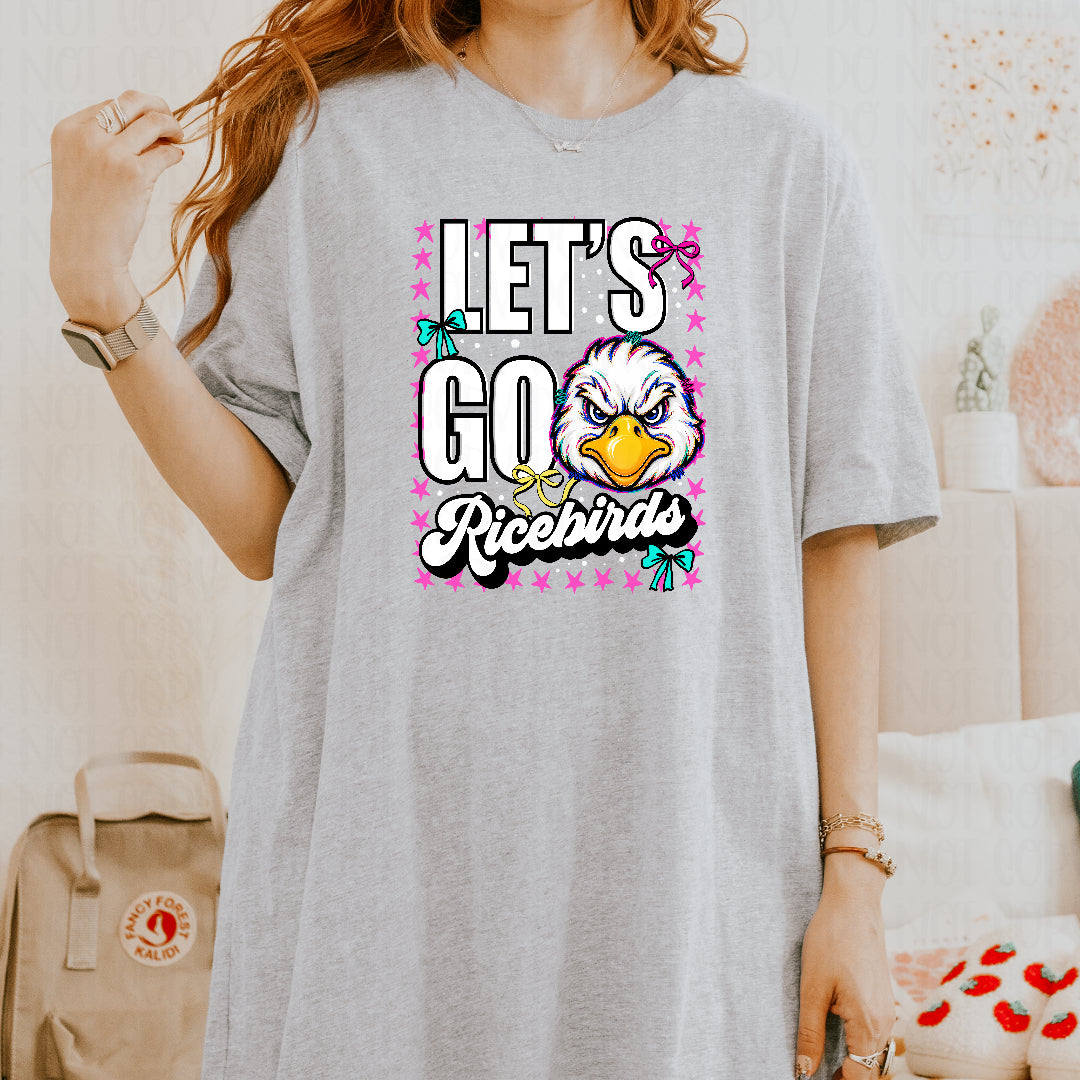 Let's go ricebirds pink star frame with bows (Crafti) DTF transfer