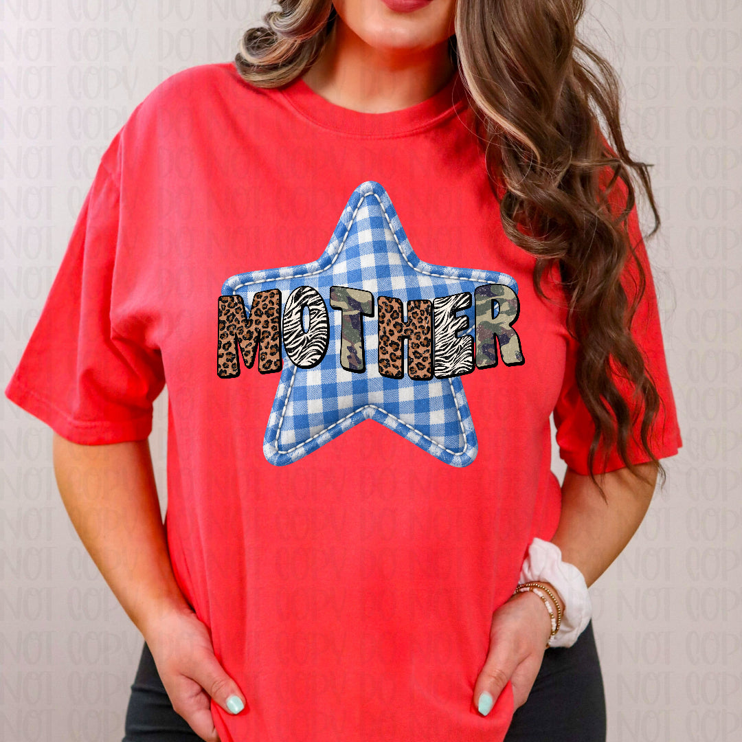 Mother gingham star (Scarlow) DTF Transfer