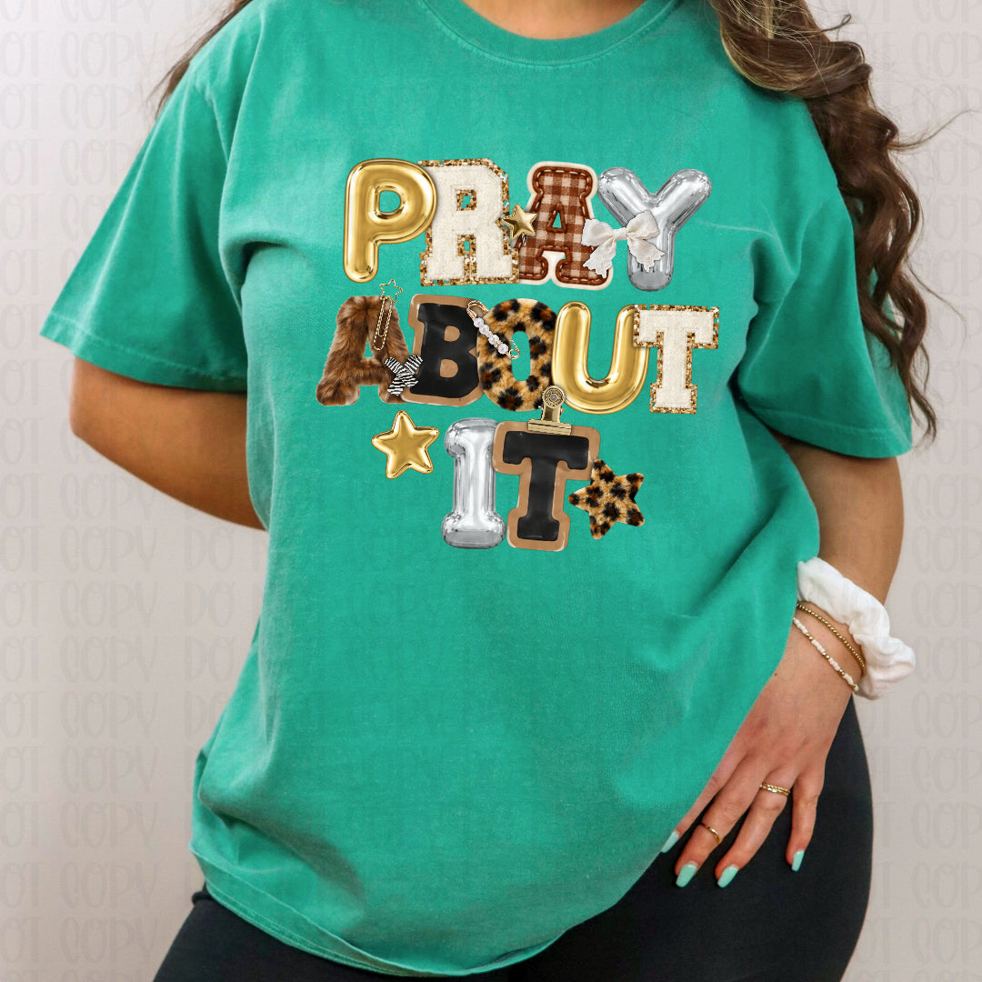 Pray about it gold, black, brown patterns (Scarlow) DTF Transfer