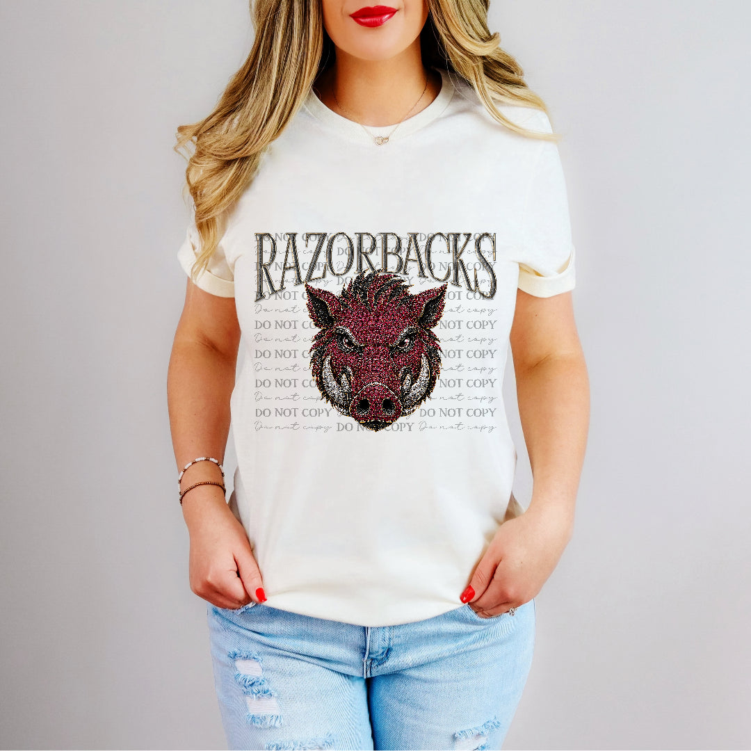 razorbacks red head bling mascots (kayndi) DTF transfer