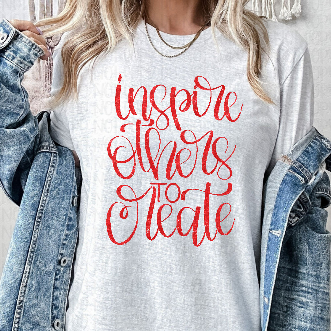 Inspire others to create cursive red faux glitter (Vehement) DTF Transfer