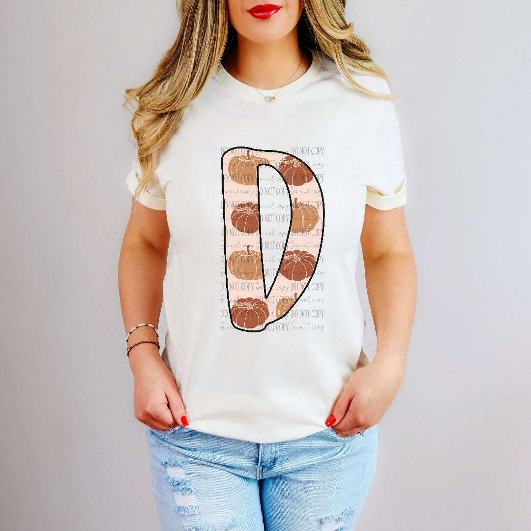 D pumpkin print font letter (dd) DTF transfer