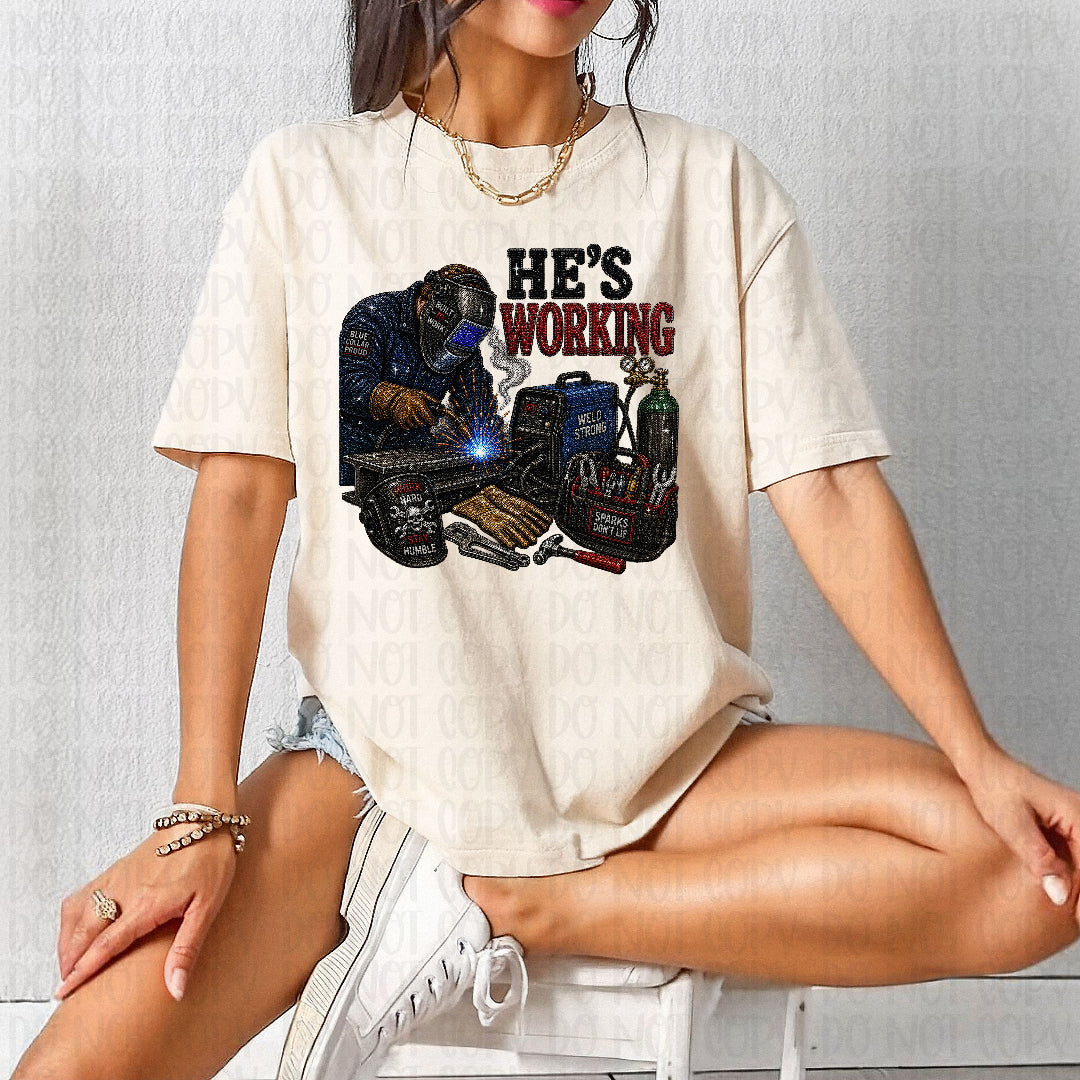 He's working welder (JM) DTF Transfer