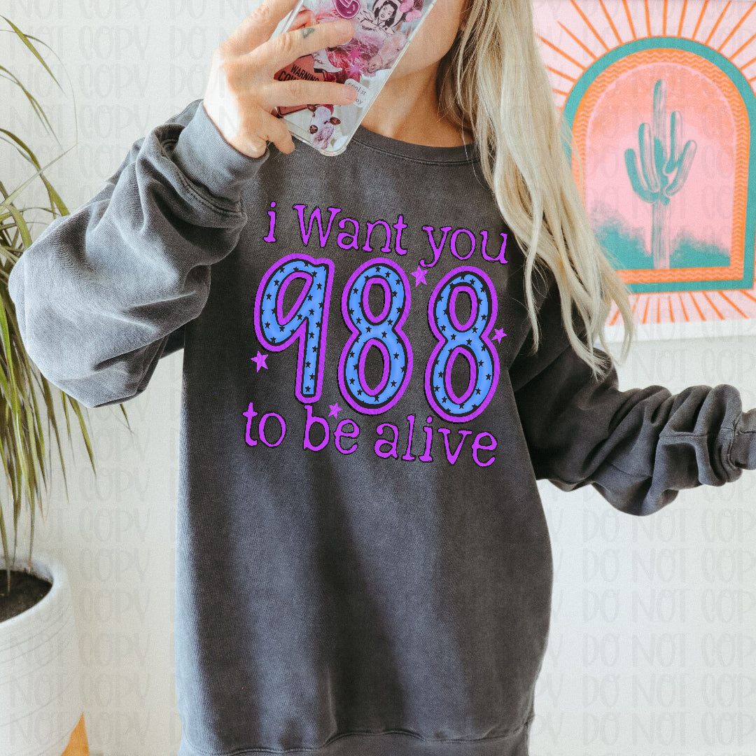 I want you to be alive 988 purple (JBD) DTF Transfer