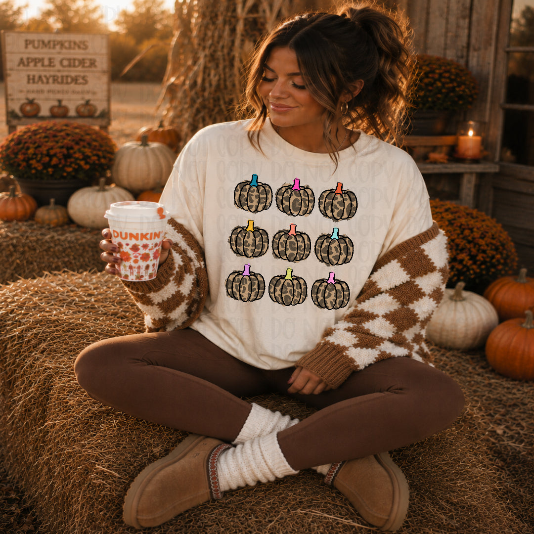 Leopard pumpkin grid DTF transfer