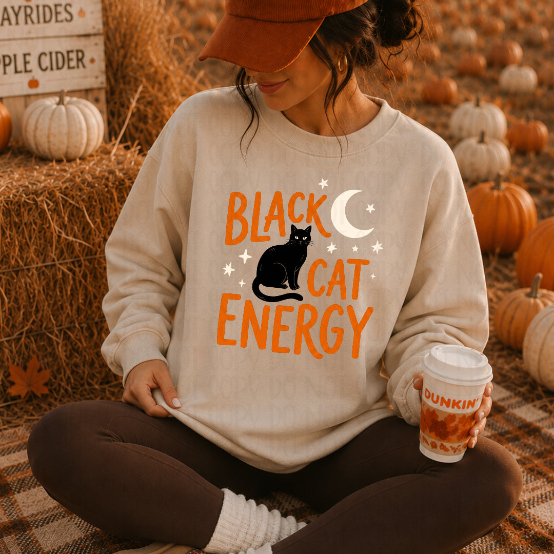 Black cat energy ORANGE (CC) DTF Transfer