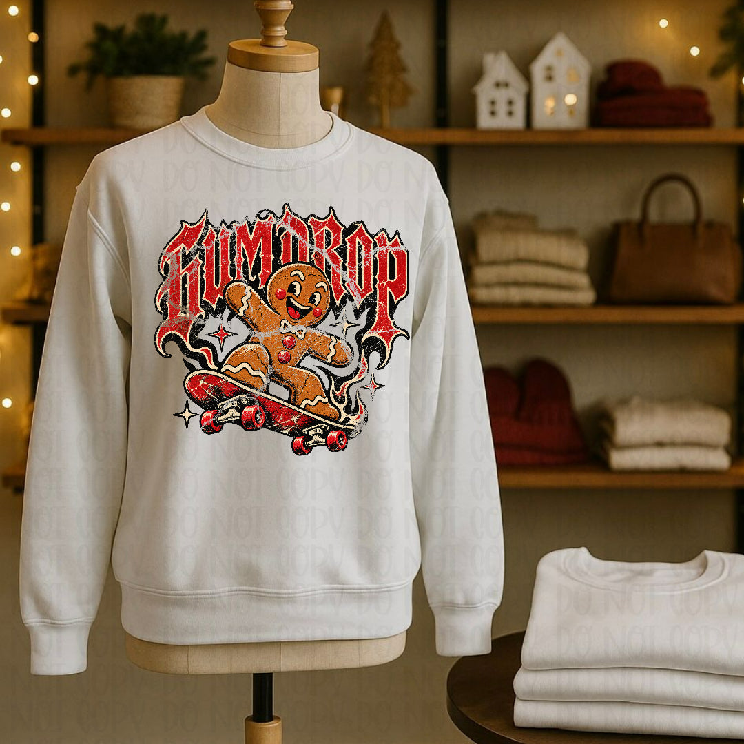 Distressed skater gingerbread man (Mayhem) DTF transfer
