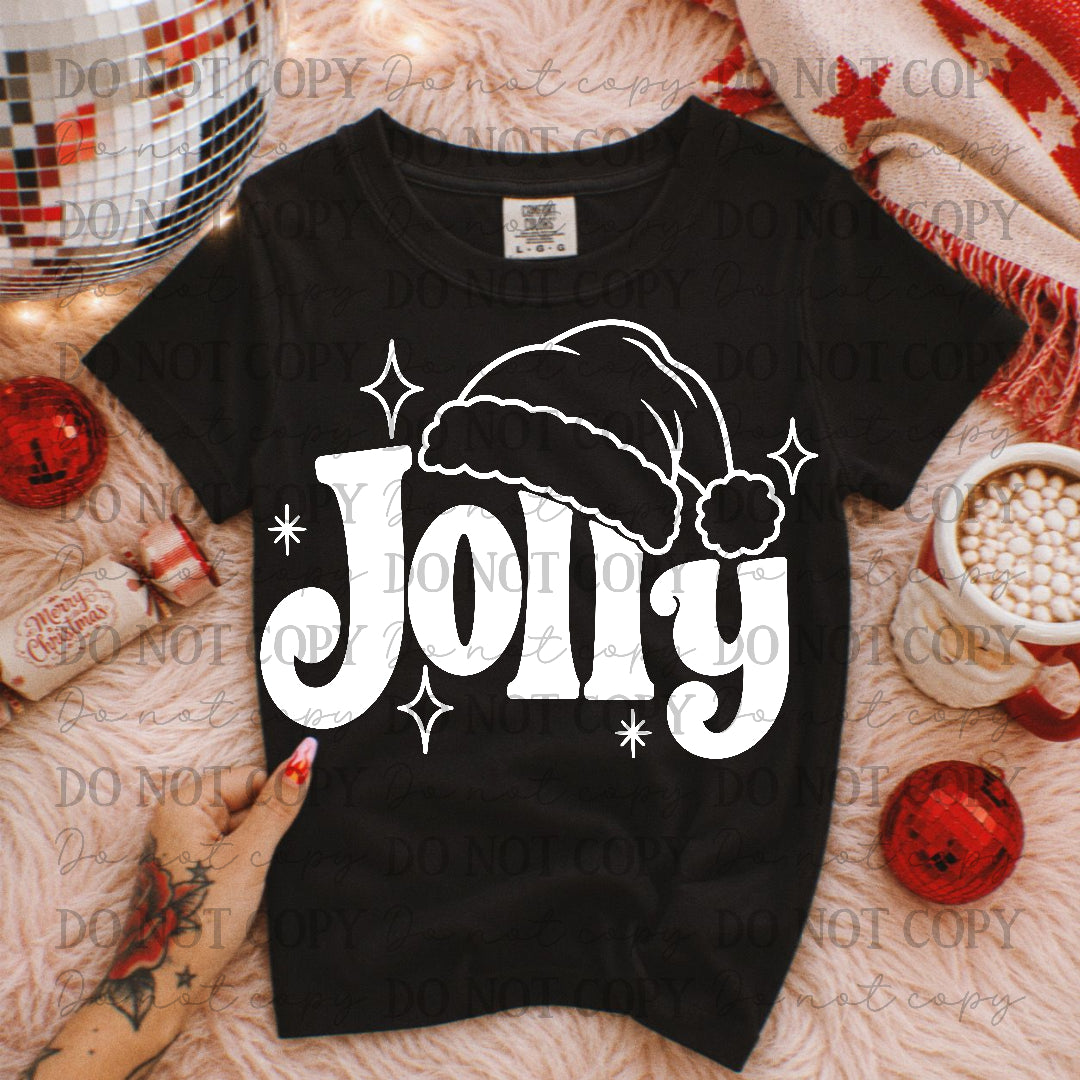 Jolly with santa hat WHITE(Carter) DTF Transfer