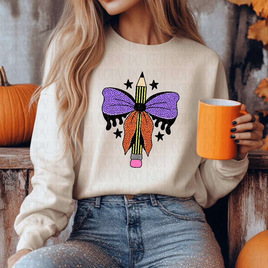 Spooky pencil bow (Lyttle) DTF Transfer