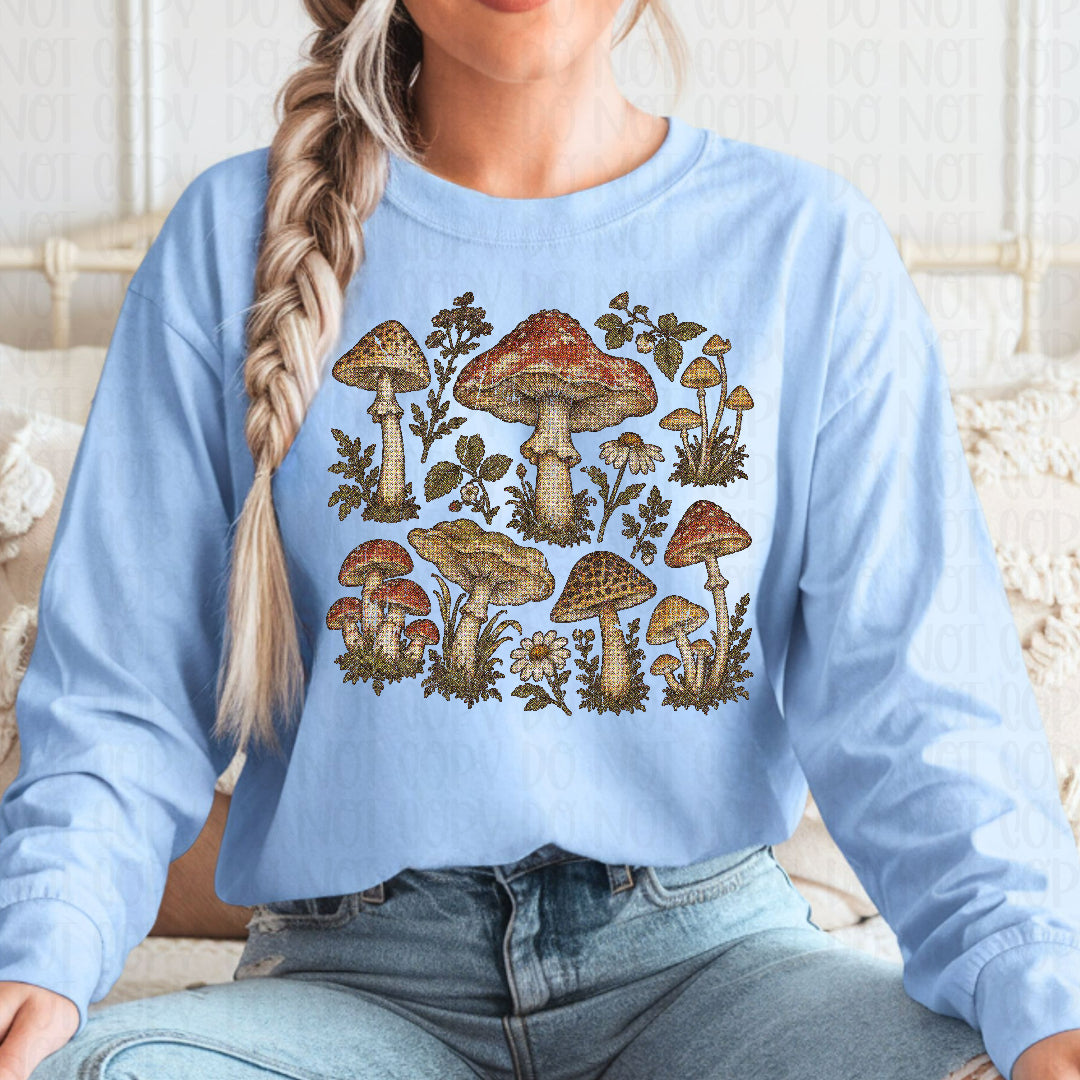Vintage mushroom collage grungy (Scarlow) DTF Transfer