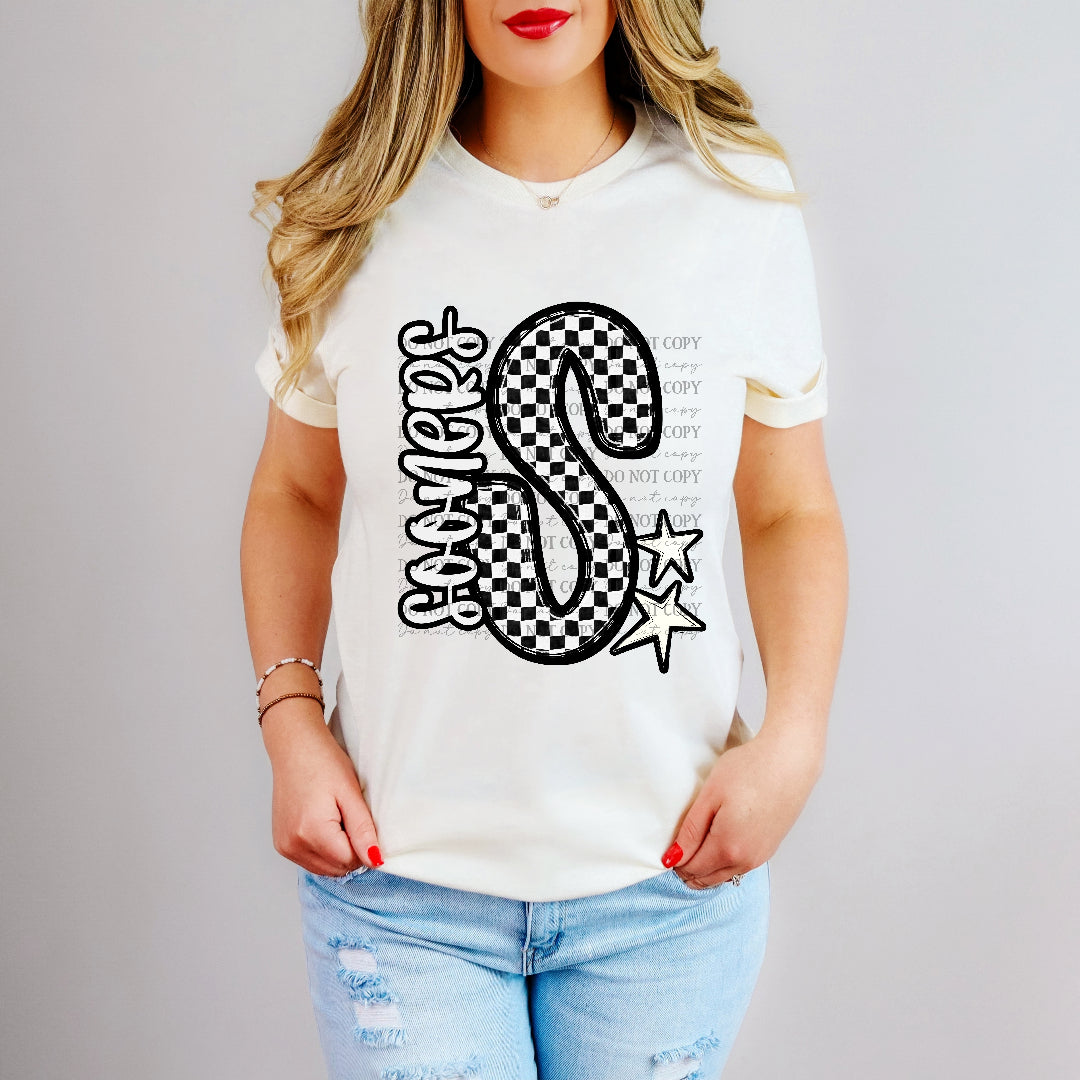 sooners checker crush initial (Caplinger) DTF transfer