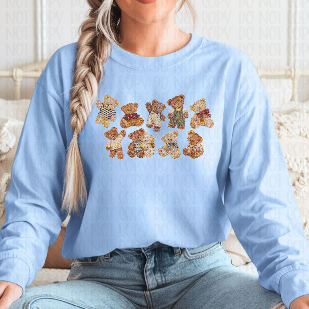 Vintage teddy bear wearing overalls (Scarlow) DTF Transfer