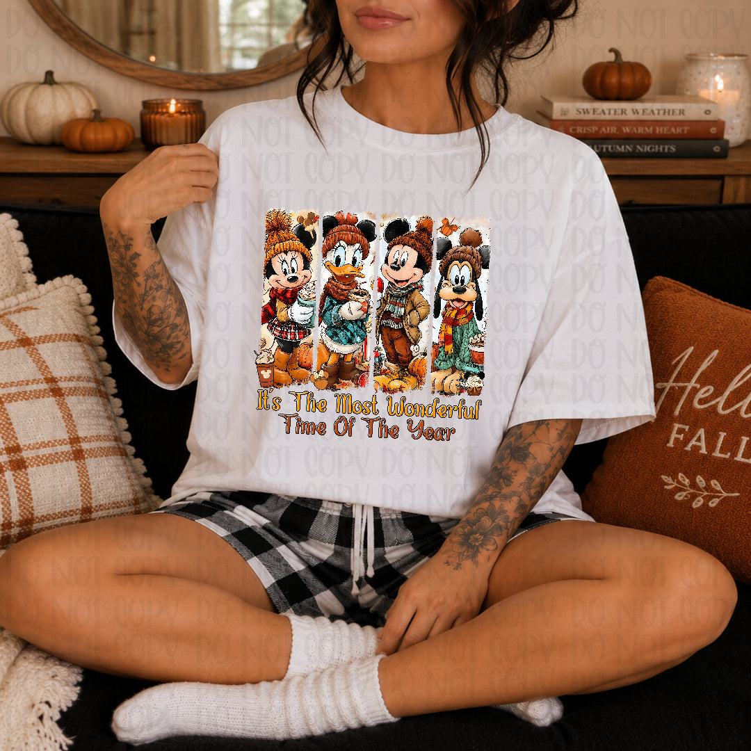 It's the most wonderful time fall mouse characters DTF Transfer