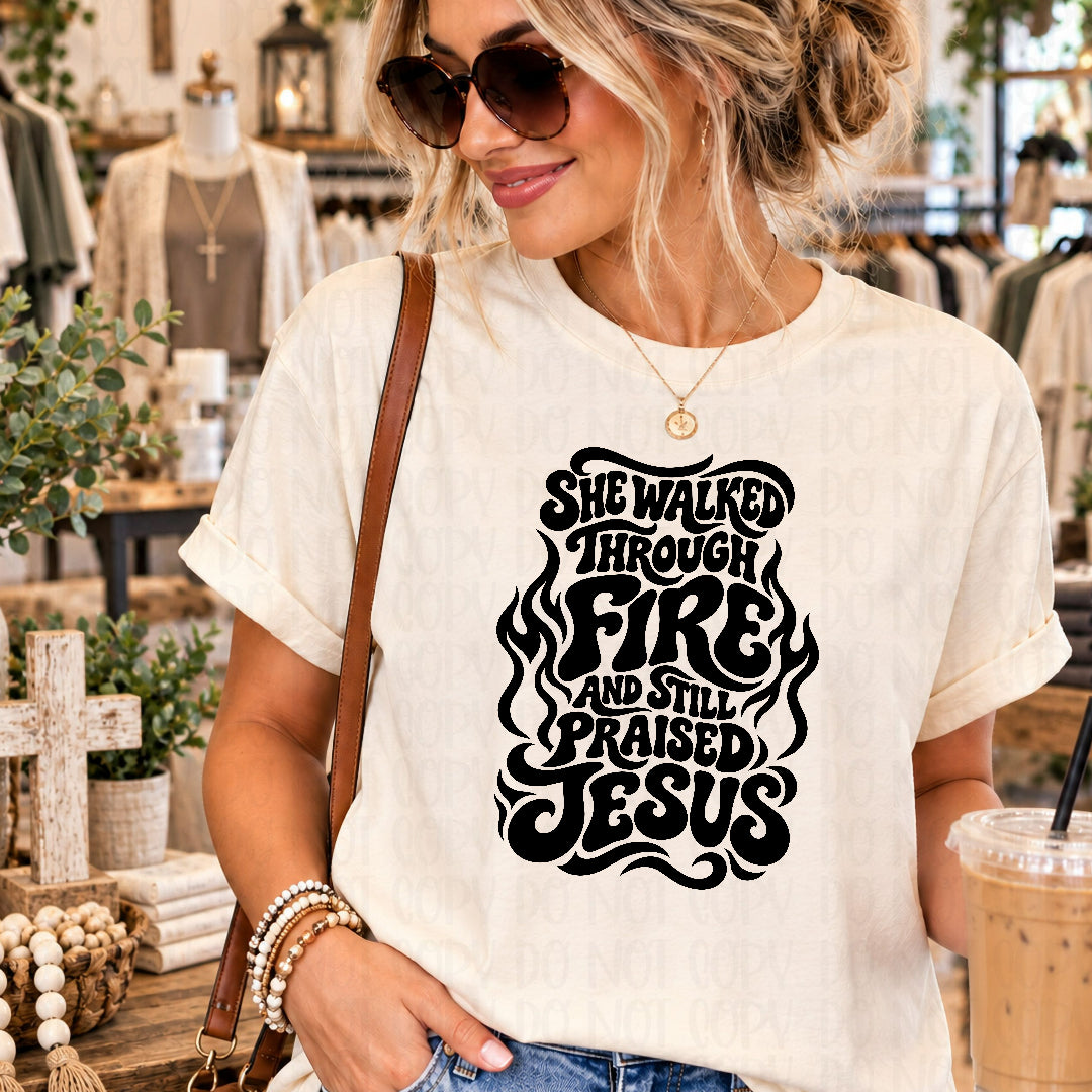 She walks through fire BLACK (EMD) DTF Transfer