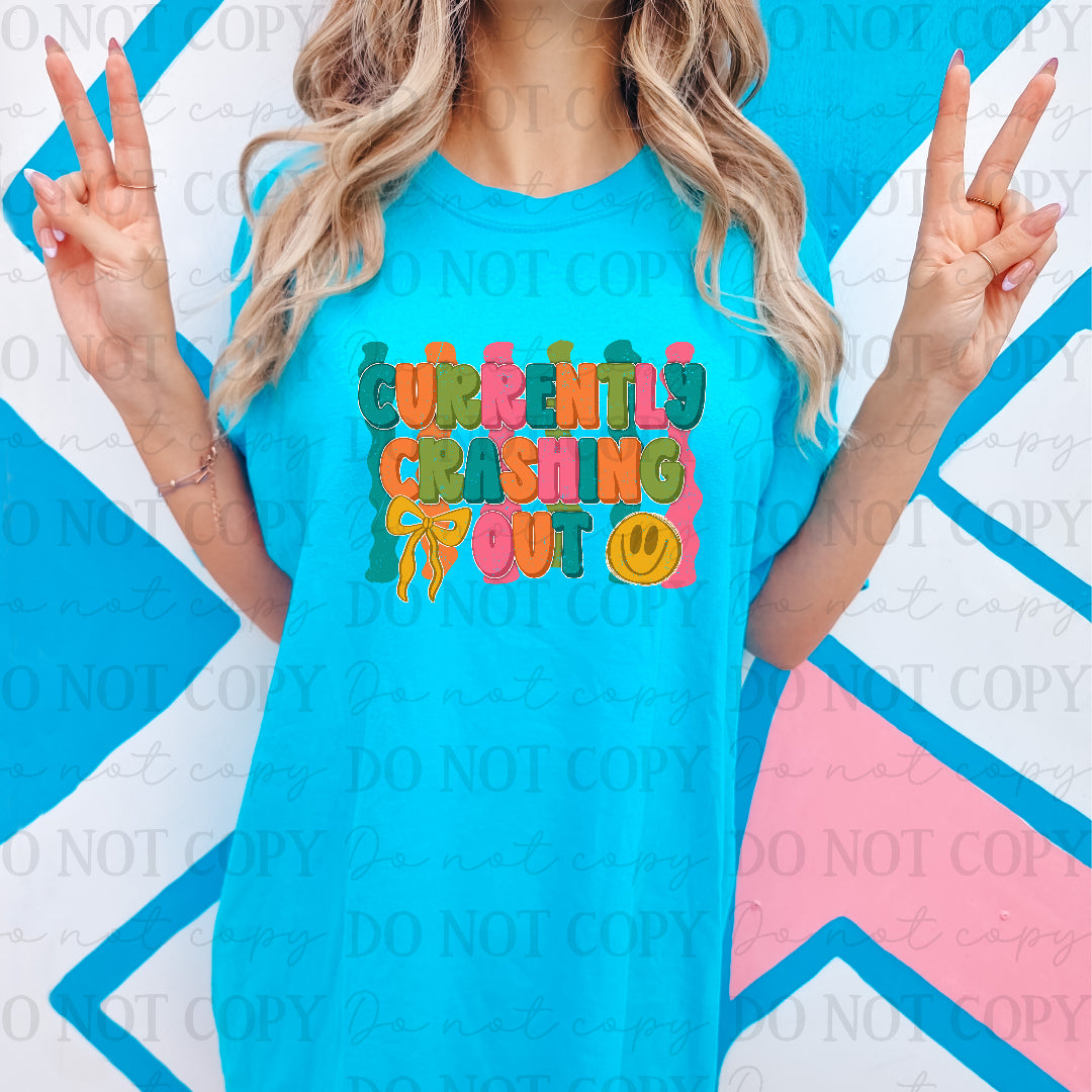 Currently crashing out colorful stripes (Scarlow) DTF Transfer