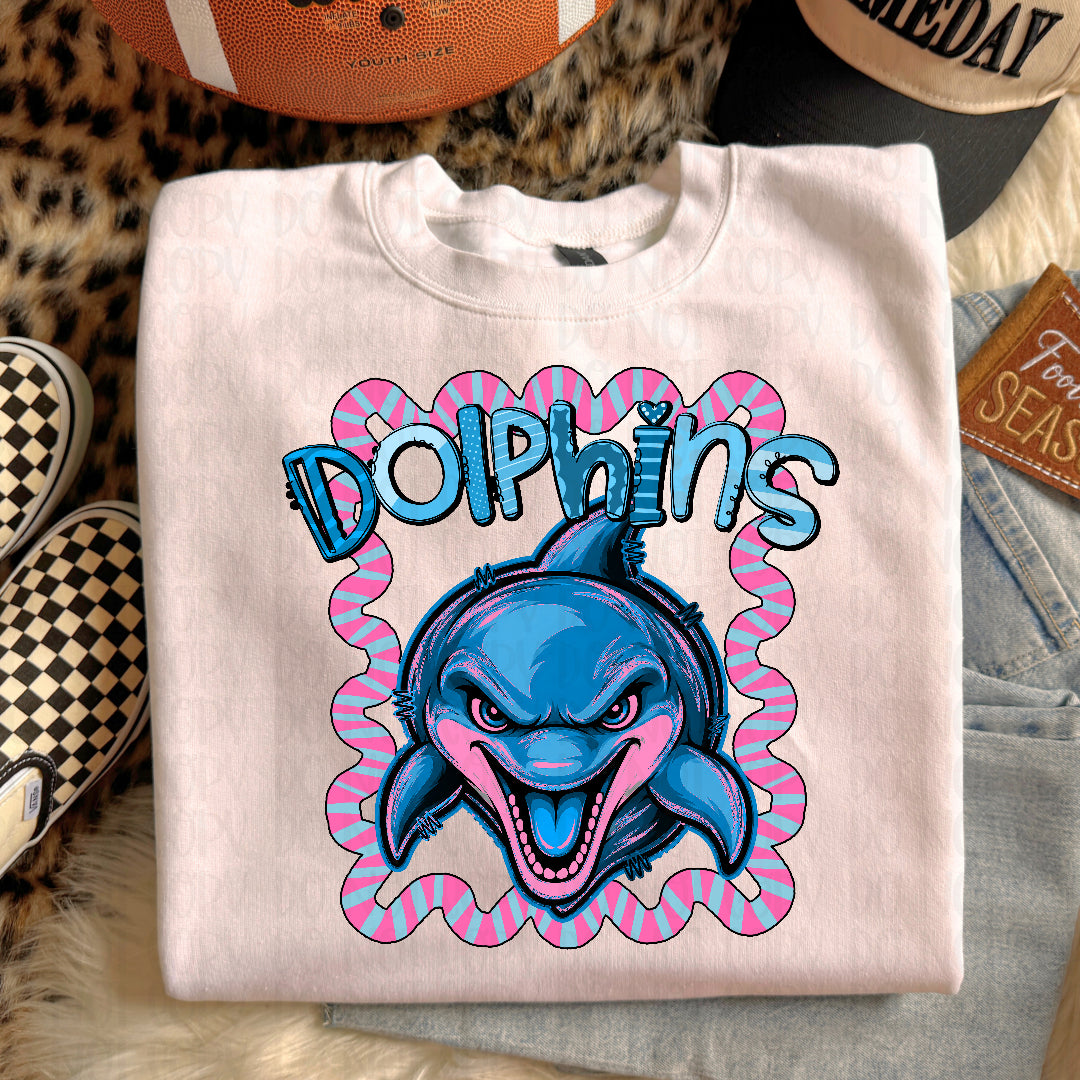 Dolphins whimsy frame (Kayndi) DTF transfer