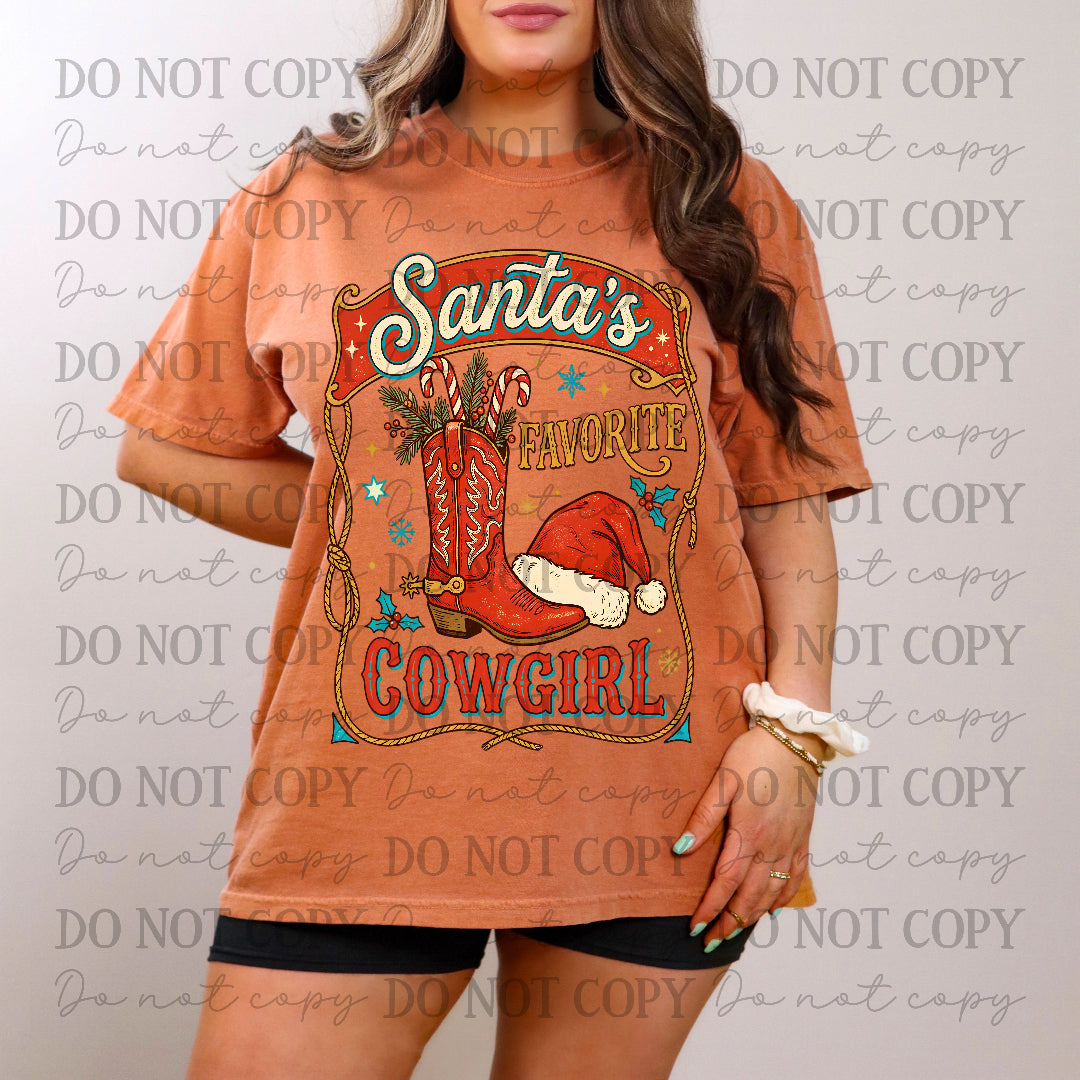 Santa's favorite cowgirl-boot with candy cane (CC) DTF Transfer