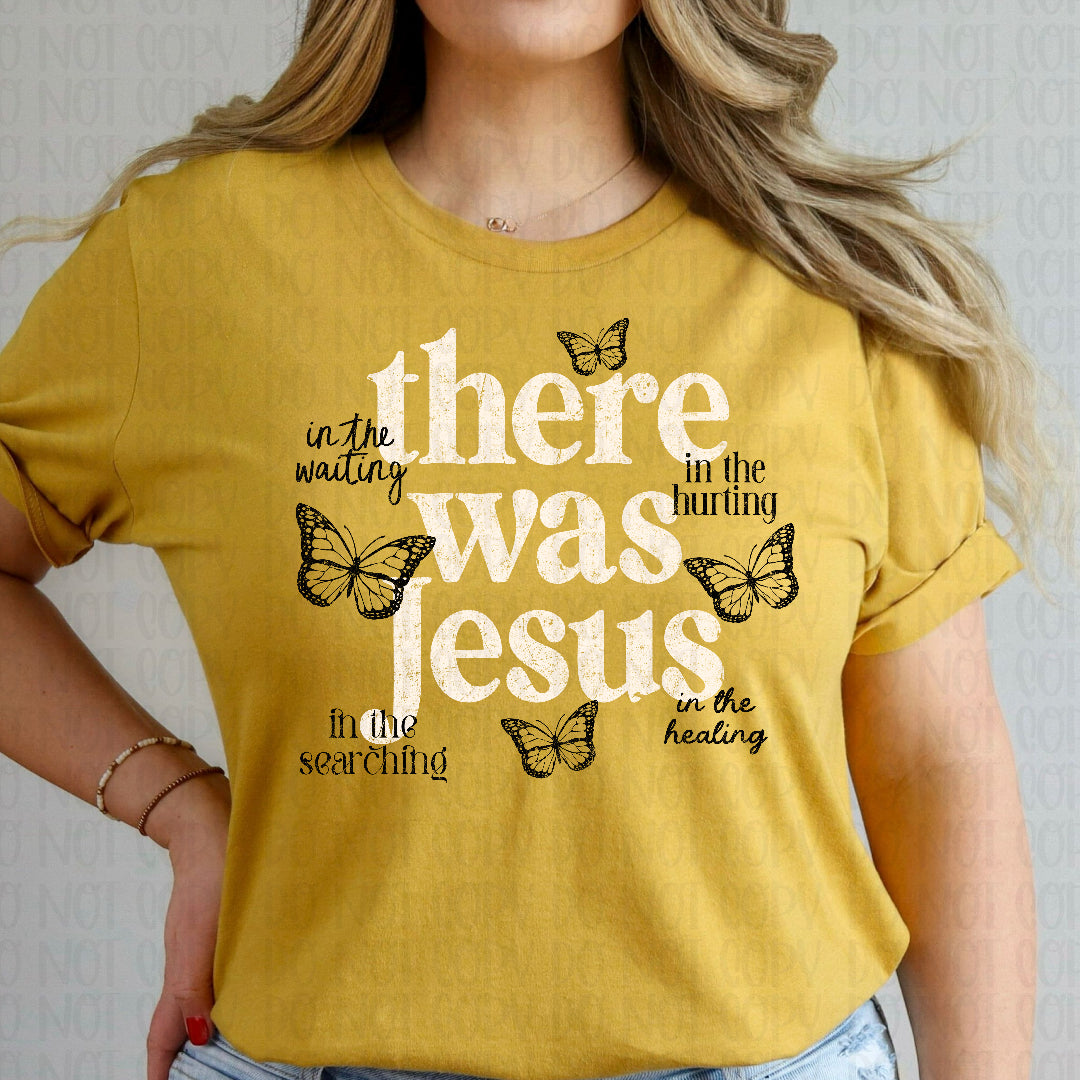 There was Jesus with butterflies WHITE (Scarlow) DTF Transfer