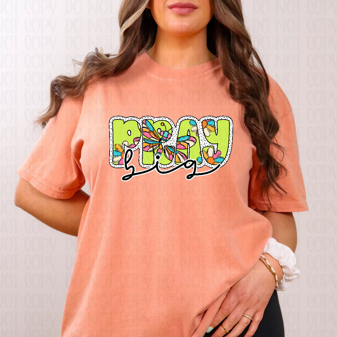 Pray big flower and dragonfly filled (CST) DTF Transfer