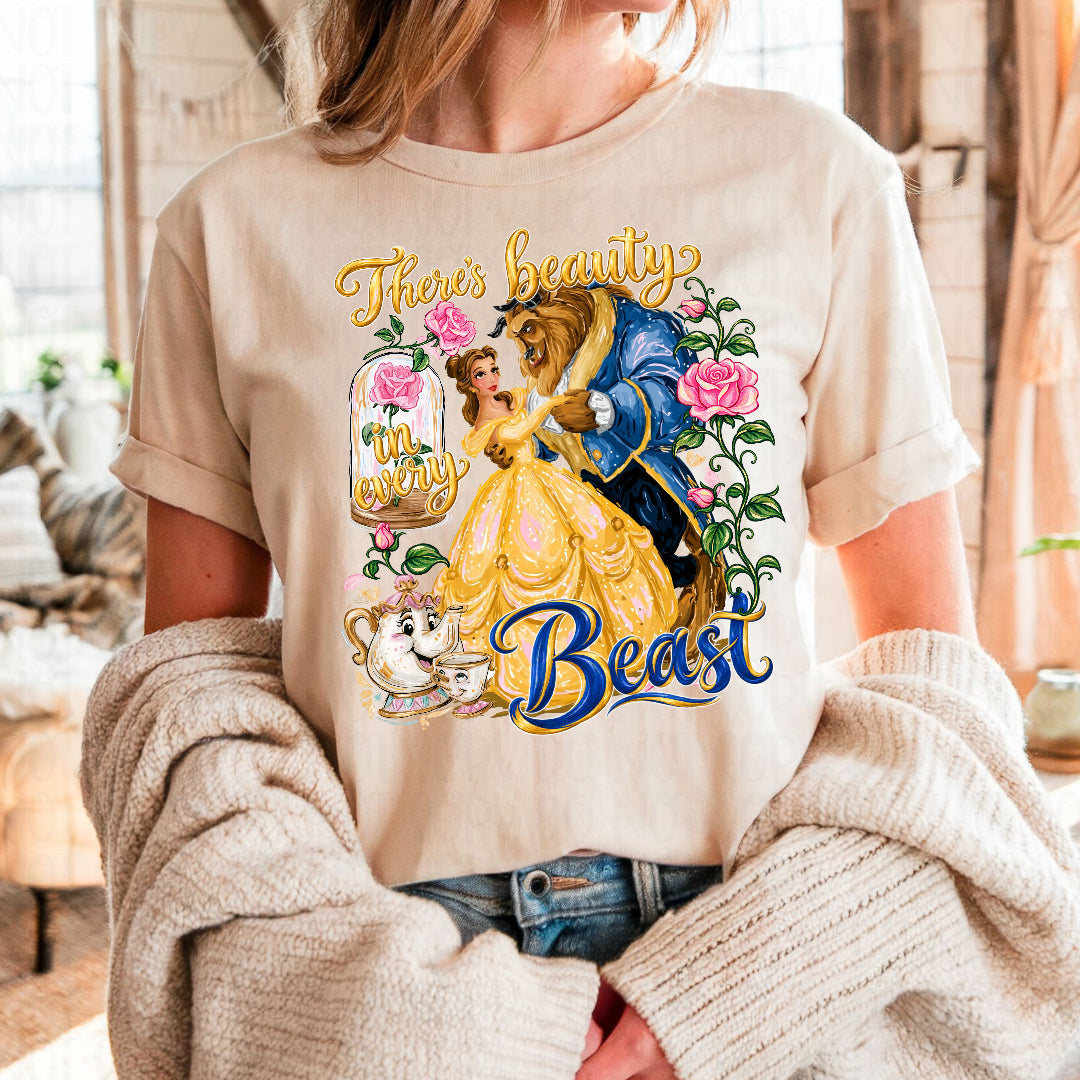 There's beauty in every beast pink roses (SSD) DTF Transfer
