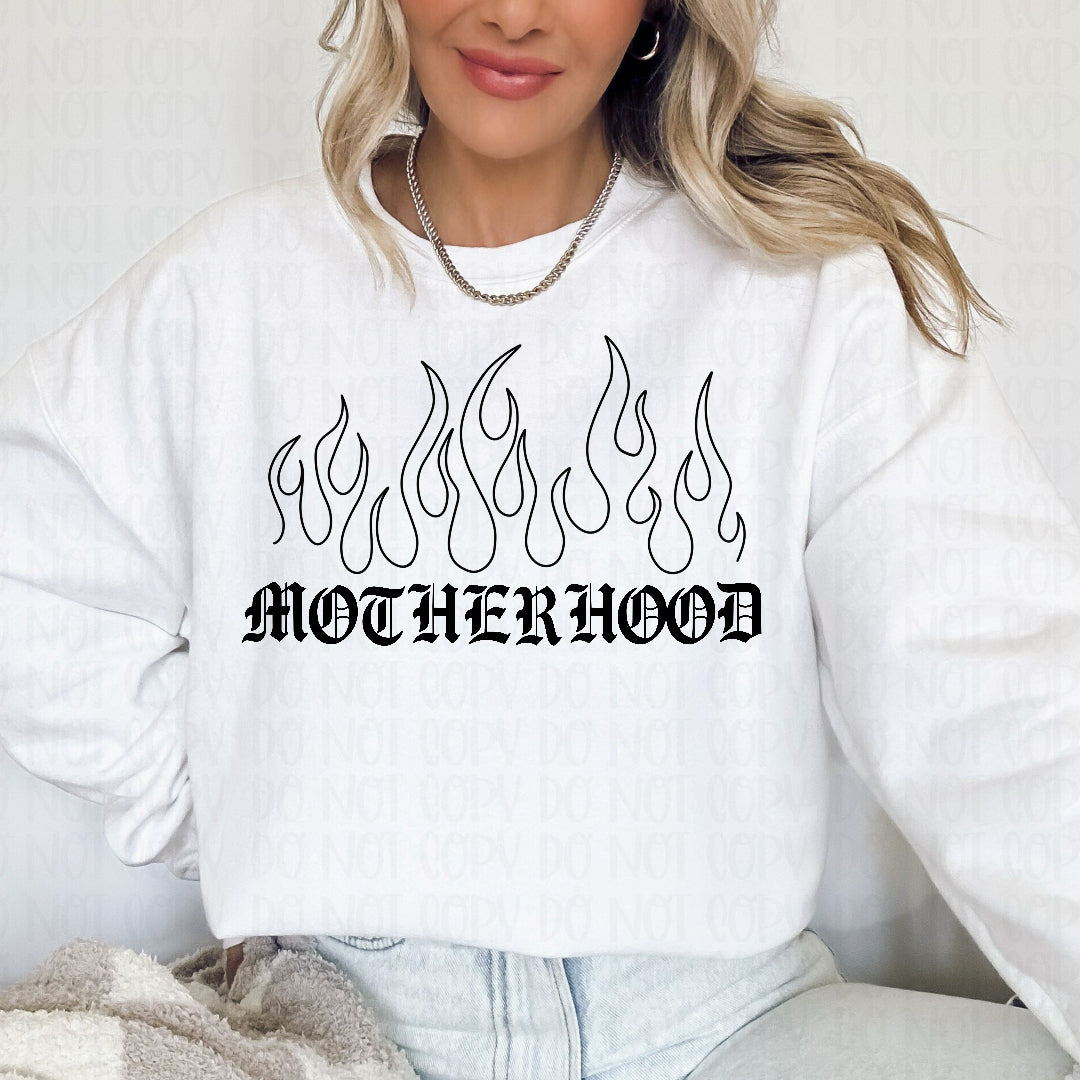 Motherhood linework flame BLACK (Mayhem) DTF transfer