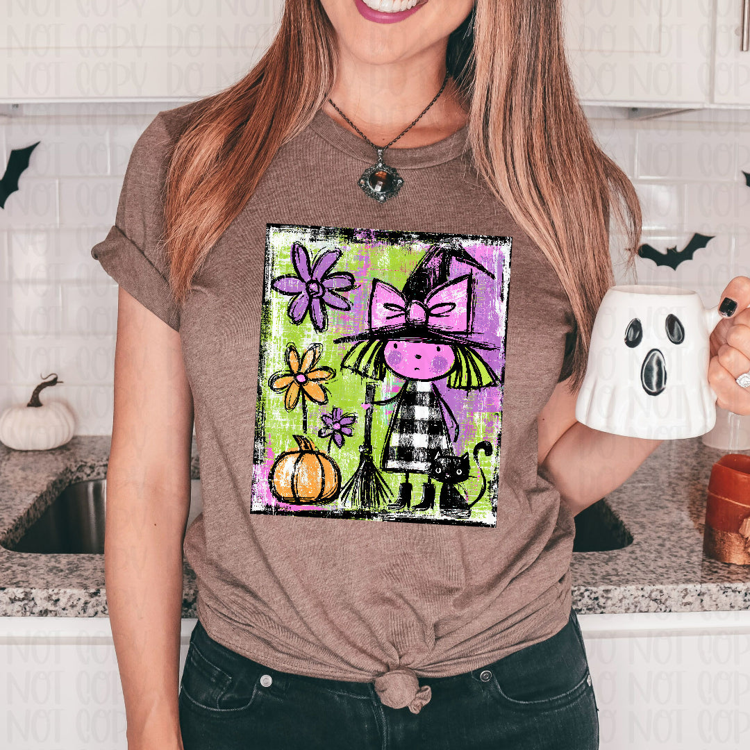 Witch green and purple brushstroke frame (Texas Gal) DTF Transfer