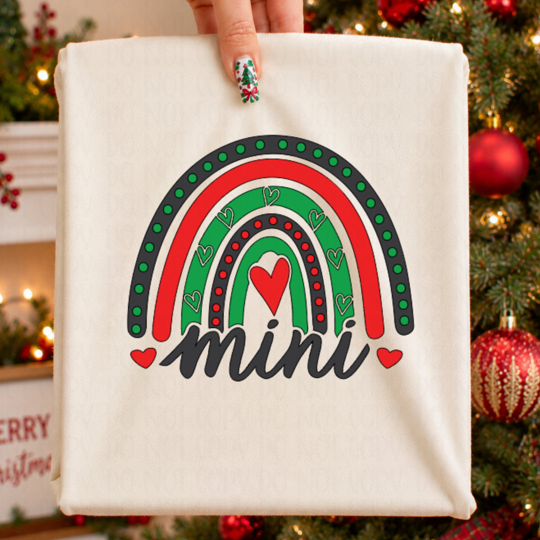 Mini Christmas rainbow with heart (Wildflower) DTF Transfer