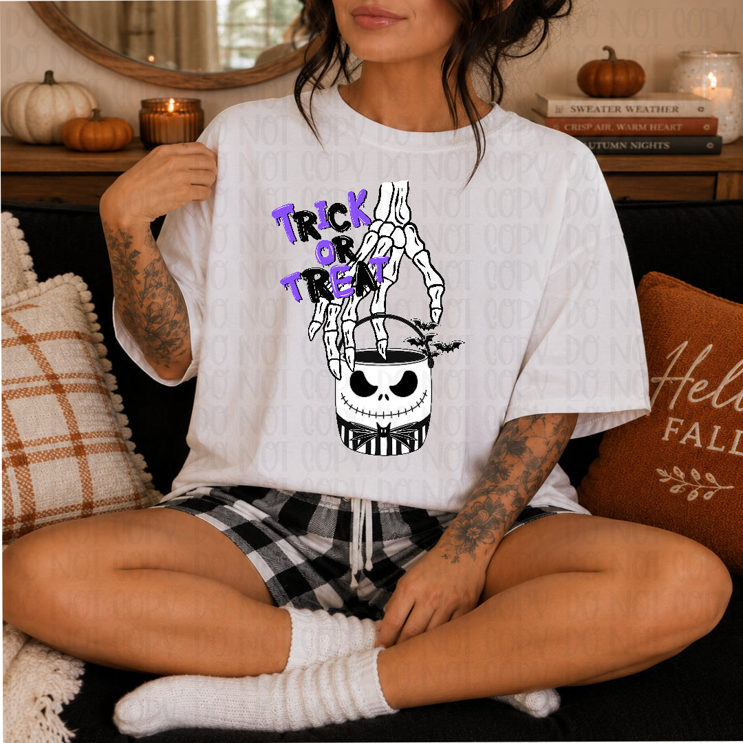 Trick or treat Jack Halloween bucket (Texan) DTF transfer