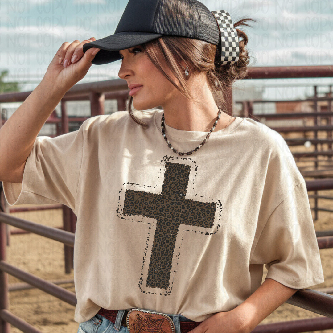 Distressed cheetah cross (CC) DTF Transfer