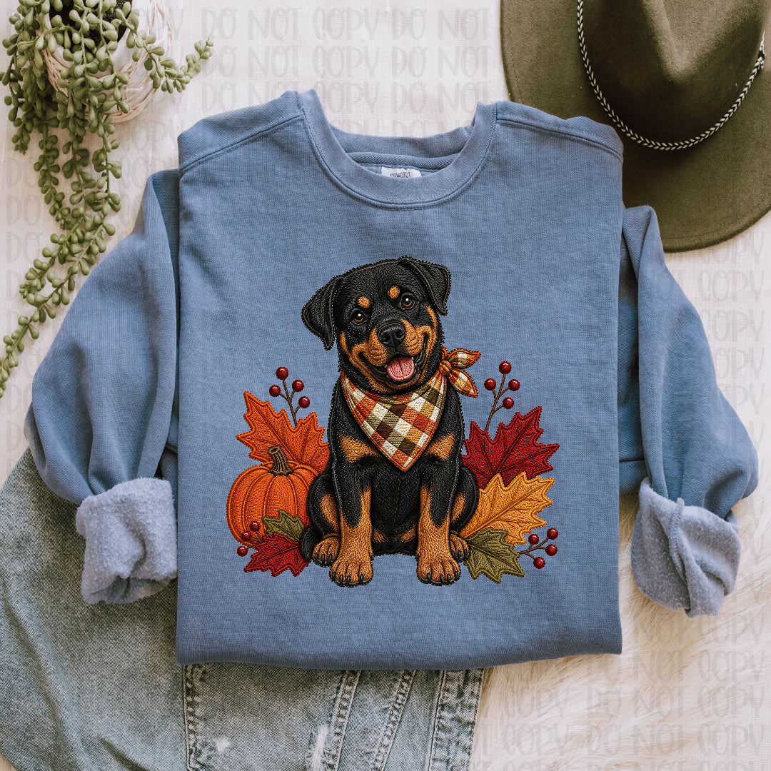 Rottweiler fall leaves (JM) DTF Transfer