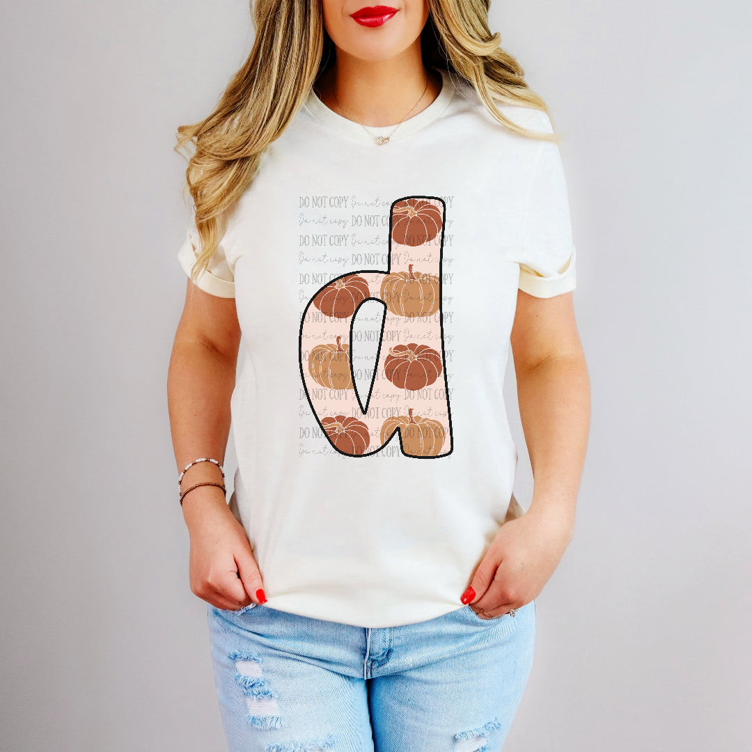 d pumpkin print font letter (dd) DTF transfer