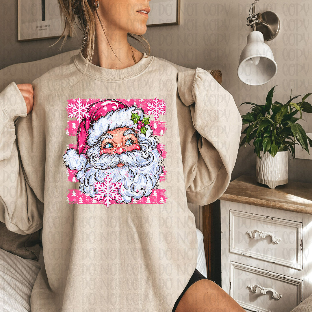 Santa pink stripes (Ag) DTF Transfer