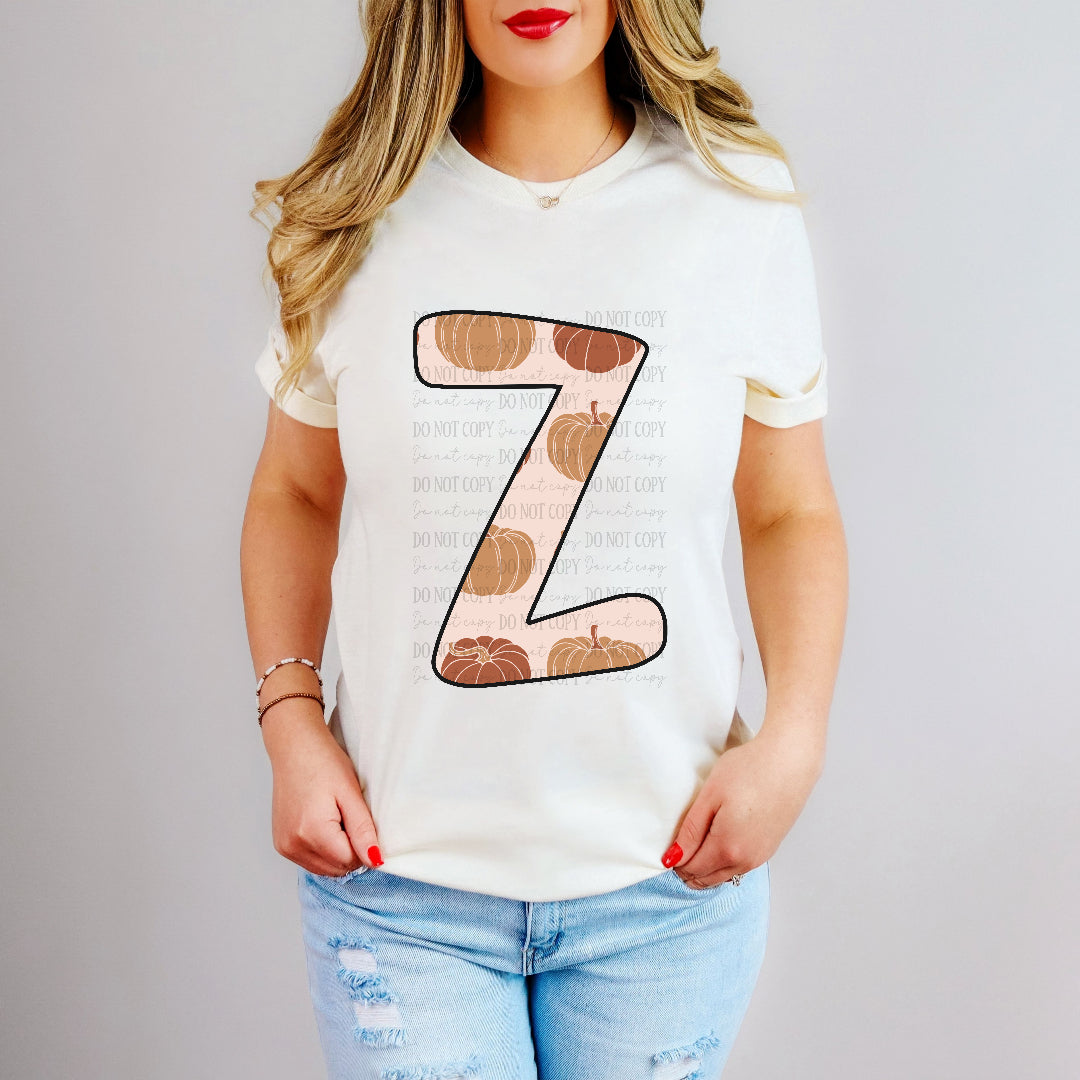 Z pumpkin print font letter (dd) DTF transfer
