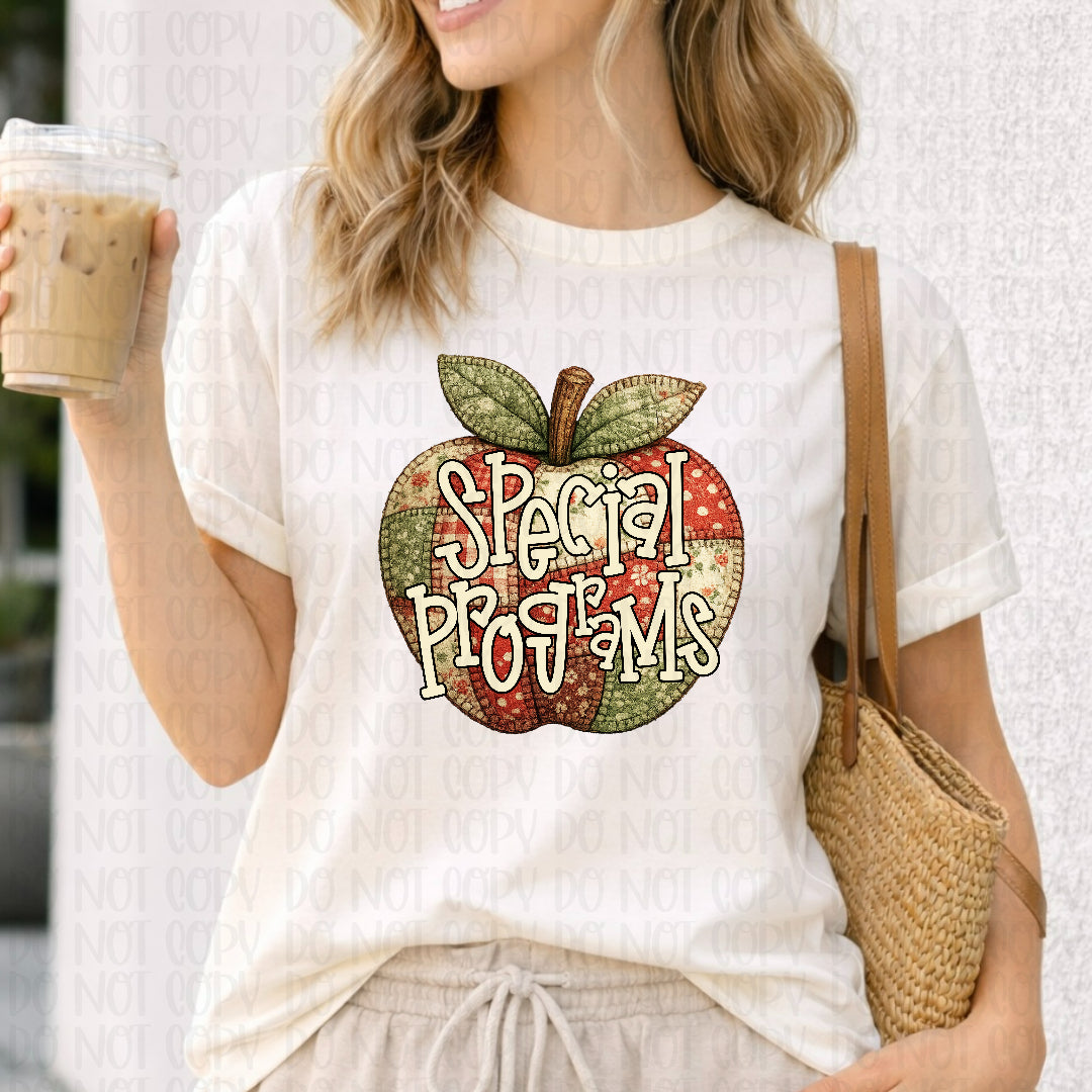 Special programs patchwork apple (City) DTF Transfer