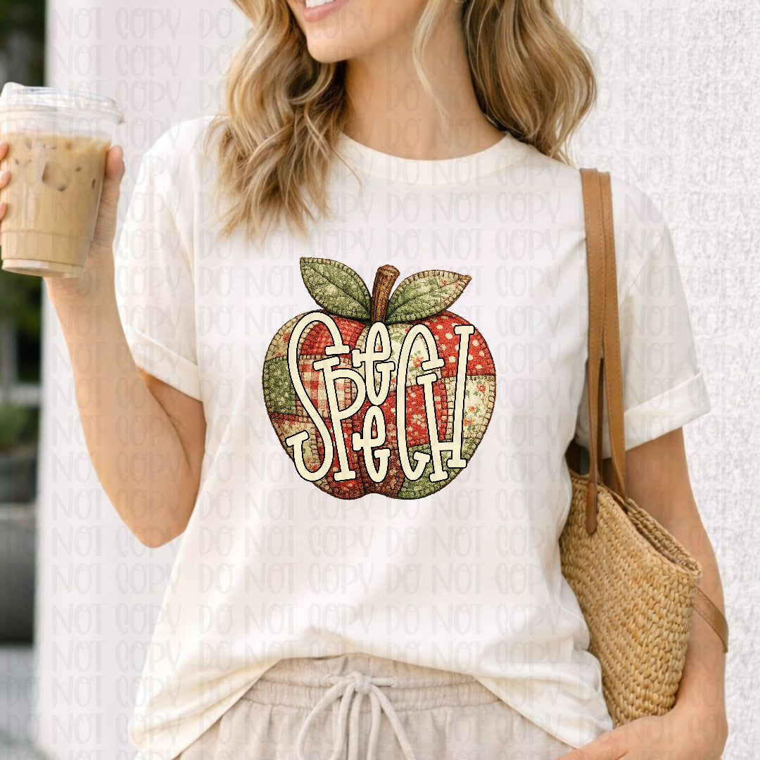 Speech patchwork apple (City) DTF Transfer